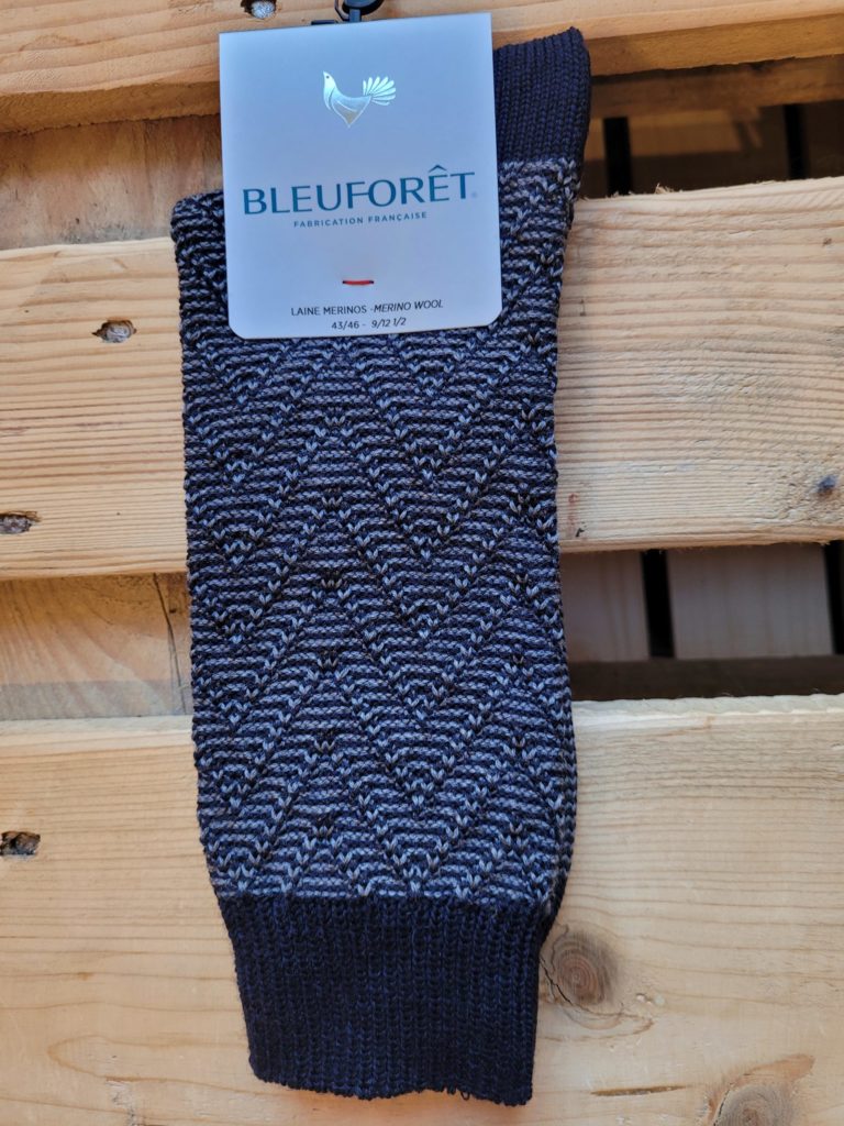 chaussette laine bleu foret
