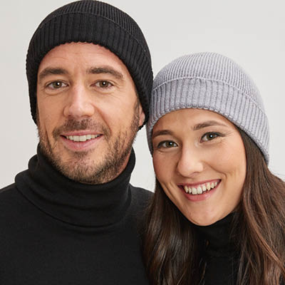 Bonnet laine mérinos France noir gris