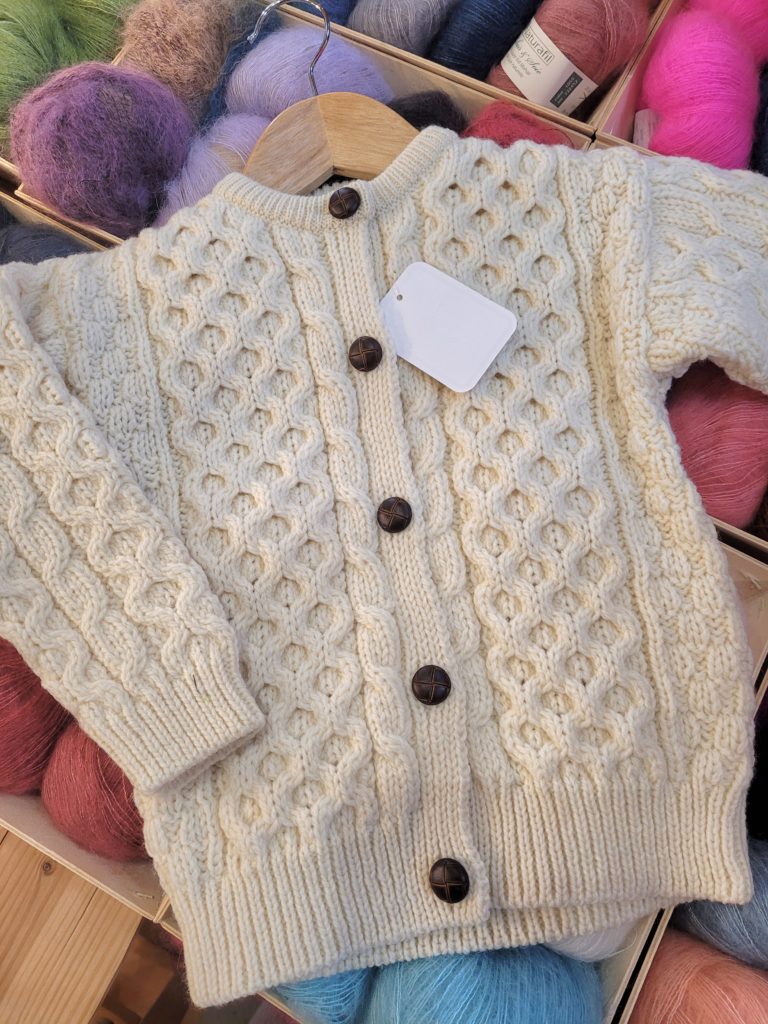 gilet cardigan laine mérinos doux enfant écru naturel