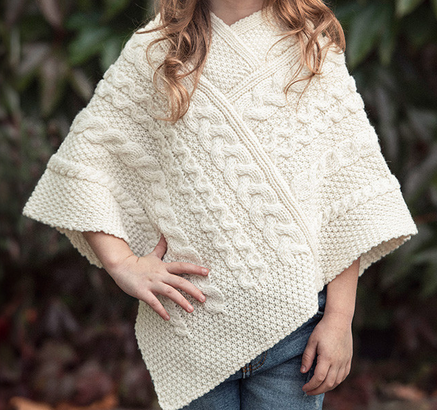 poncho chale laine mérinos doux enfant écru naturel