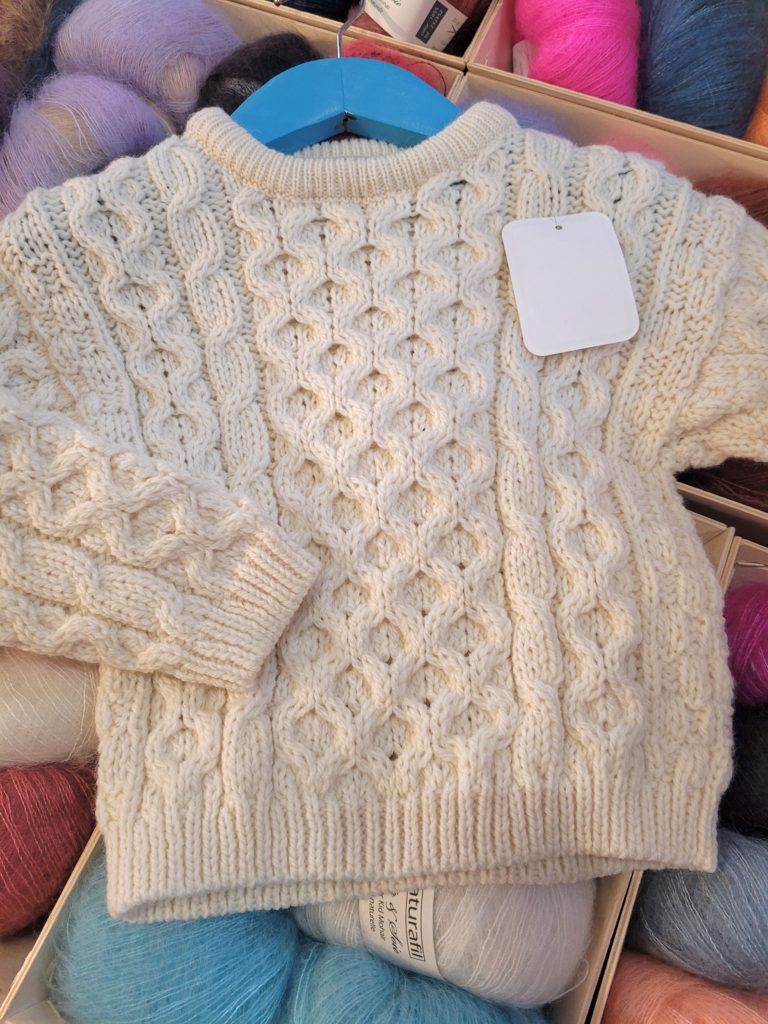 pull laine mérinos doux enfant écru naturel