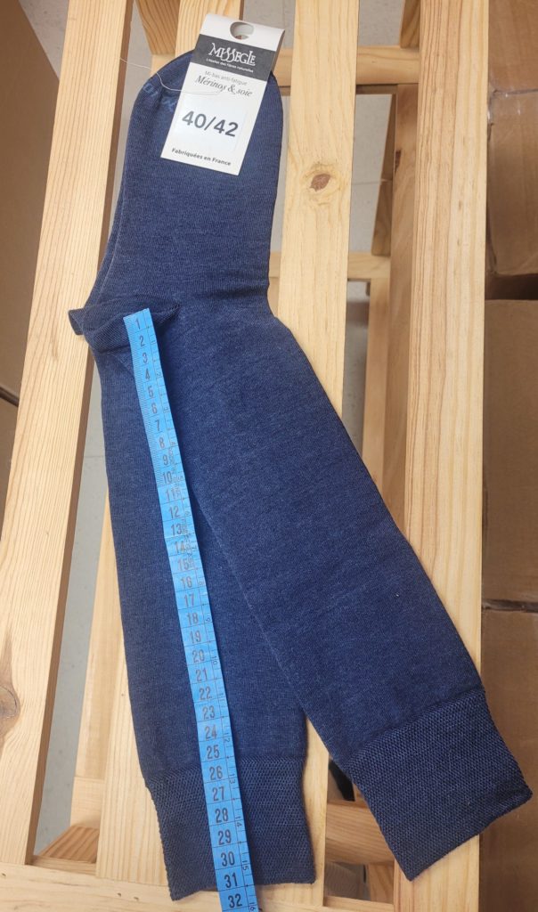 chaussettes hautes genoux laine mérinos soie fine douce