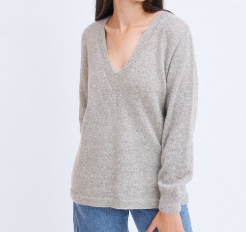 pull long mohair laine chaud france beige doux